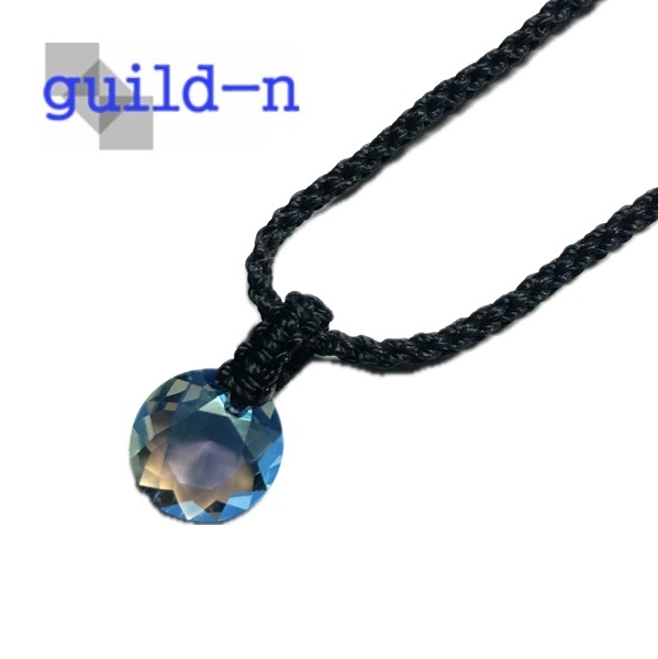 guild-n ★ スワロフスキー アクアマリンシマー ワックスコード 蝋引き紐 ロー引き紐 ミサンガ ペンダント チョーカー ネックレス