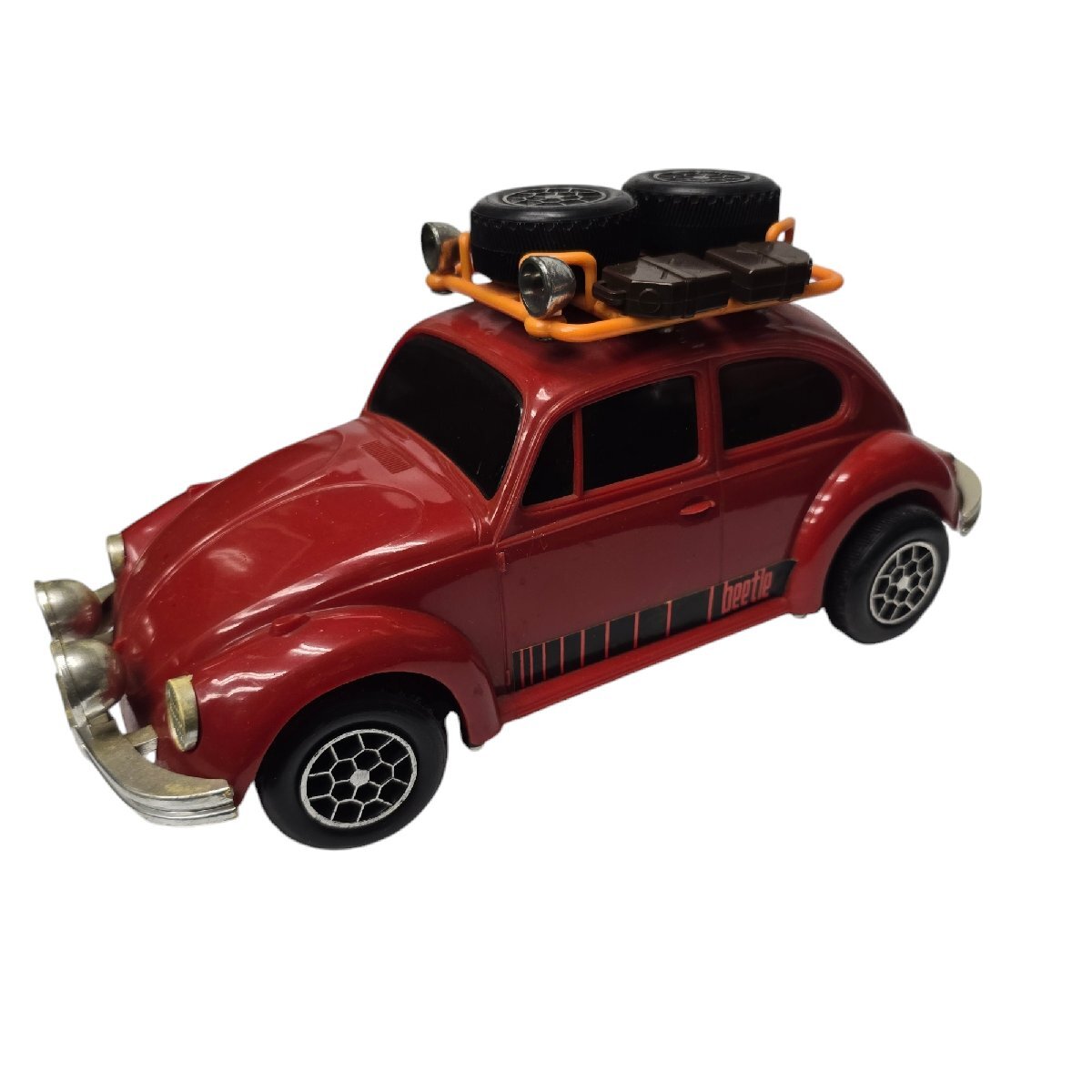 希少品！昭和レトロ　フォルクスワーゲン（赤）　ビートル　日本製　全長約27cm　電池で動作　プラ製