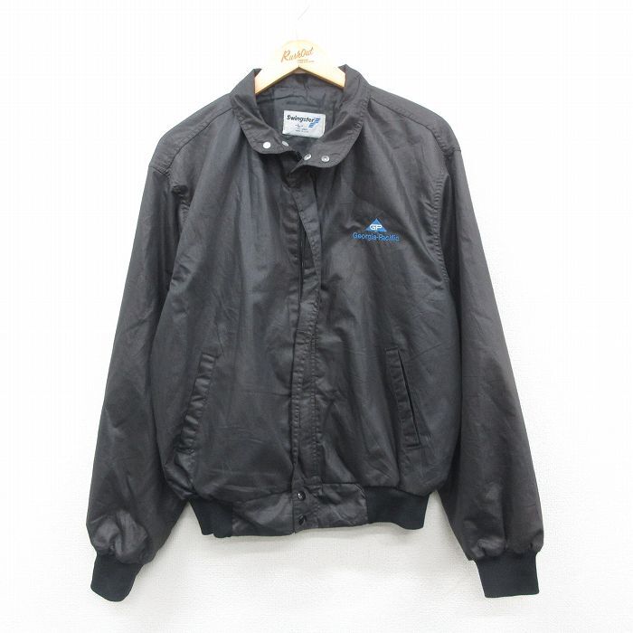XL/古着 スイングスター 長袖 ジャケット メンズ 90s Georgia 黒 ブラック 24dec12 中古 アウター ジャンパー ブルゾン