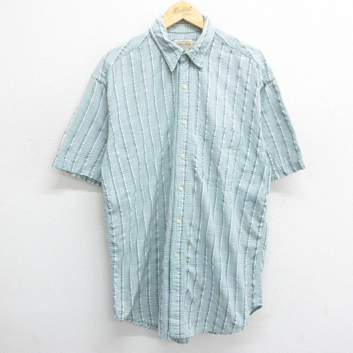 【30%OFF】XL/古着 セントジョンズベイ 半袖 シャツ メンズ 00s コットン 薄緑他 グリーン チェック 24may18 中古 トップス 3OF