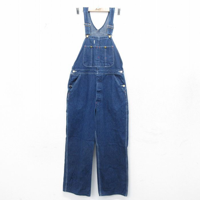 【30%OFF】W36/古着 ディッキーズ Dickies オーバーオール メンズ 90s コットン 紺 ネイビー デニム 24sep02 中古 ボトムス 3OF