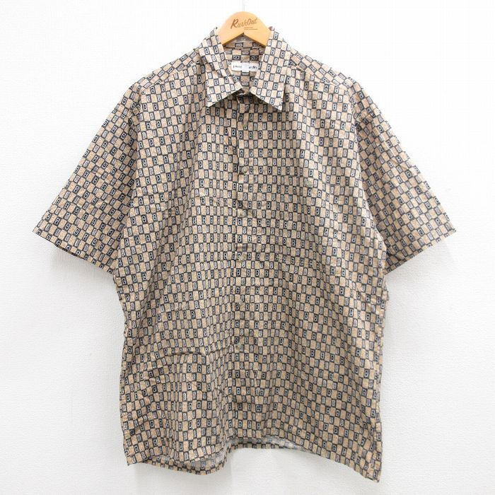 【30%OFF】XL/古着 ピエールカルダン 半袖 ブランド シャツ メンズ 90s コットン 茶他 ブラウン 24jun13 中古 トップス 3OF