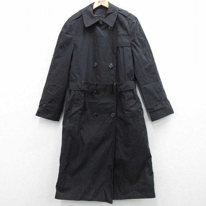 【30%OFF】古着 長袖 ミリタリー トレンチ コート レディース ロング丈 黒 ブラック 23dec08 中古 アウター 3OF