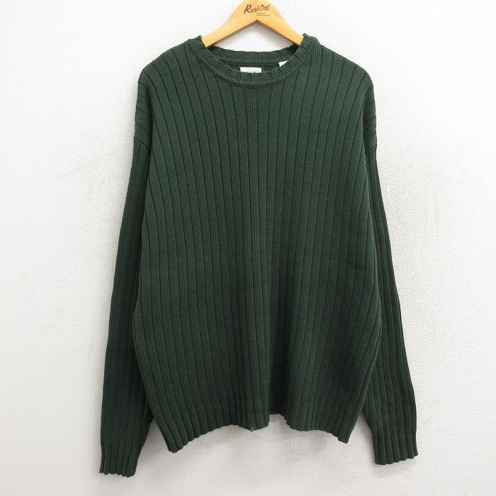 【30%OFF】XL/古着 ギャップ GAP 長袖 セーター メンズ 00s コットン クルーネック 緑 グリーン 23oct13 中古 ニット トップス 3OF