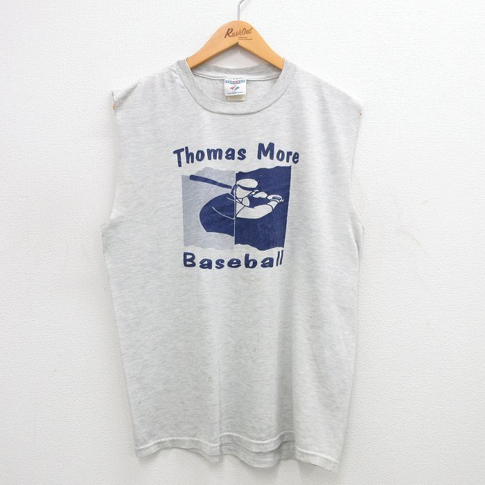 【30%OFF】L/古着 ジャージーズ ビンテージ ノースリーブ Tシャツ メンズ 00s 野球 クルーネック 薄グレー 霜降り 24jul22 中古 3OF