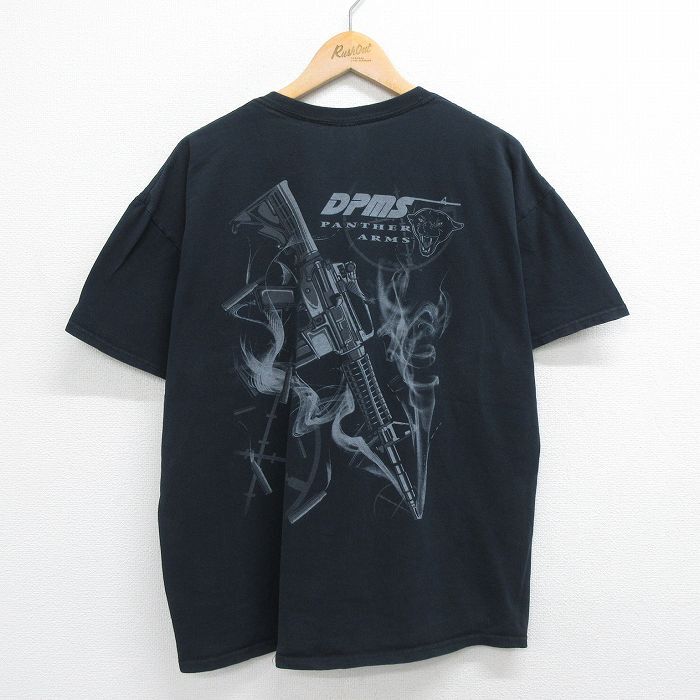 【50%OFF】XL/古着 半袖 ビンテージ Tシャツ メンズ 00s 銃 パンサー DPMS 大きいサイズ コットン クルーネック 黒 ブラック 23jun13 5OF