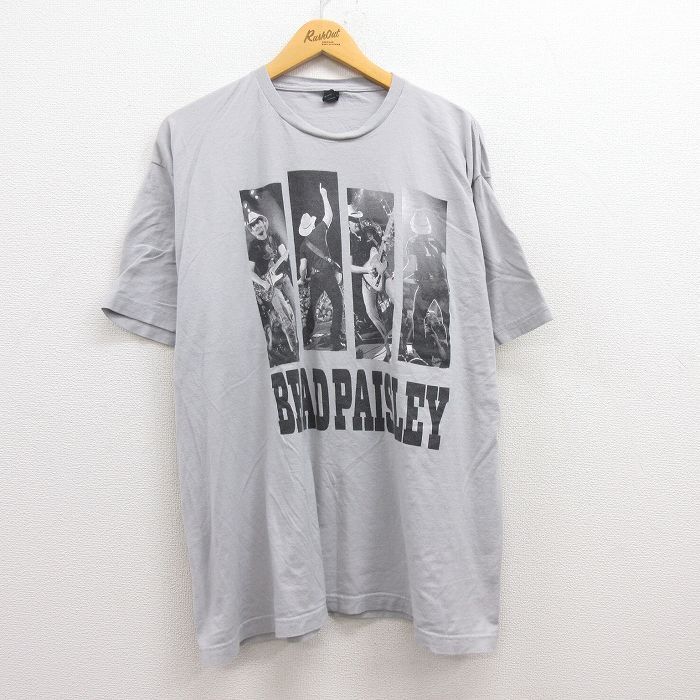 【50%OFF】XL/古着 半袖 ロック バンド Tシャツ メンズ ブラッドペイズリー 大きいサイズ コットン クルーネック グレー 22jun28 中古 5OF