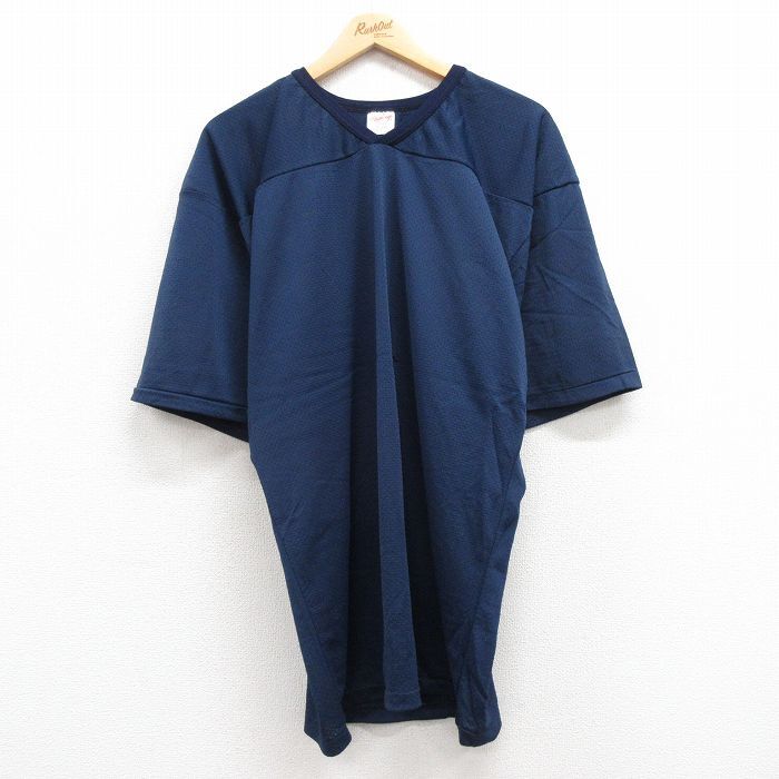 【30%OFF】XL/古着 ローリングス 半袖 ビンテージ フットボール Tシャツ メンズ 90s 無地 メッシュ地 大きいサイズ ロング丈 Vネック 3OF