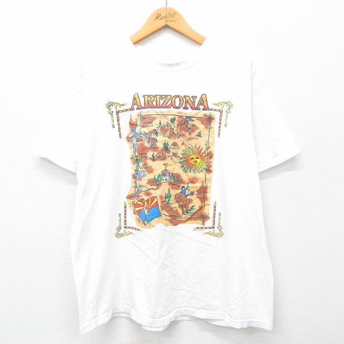 【30%OFF】XL/古着 フルーツオブザルーム 半袖 ビンテージ Tシャツ メンズ 00s アリゾナ 太陽 牛 コットン クルーネック 白 ホワイト 2 3OF