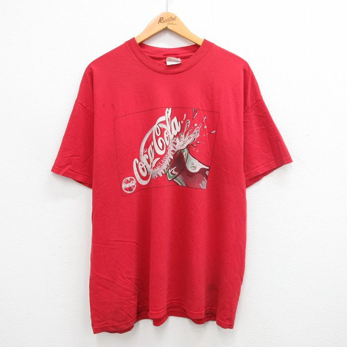 【30%OFF】XL/古着 ヘインズ 半袖 ビンテージ Tシャツ メンズ 00s コカコーラ 大きいサイズ コットン クルーネック 赤 レッド 24jun11 3OF