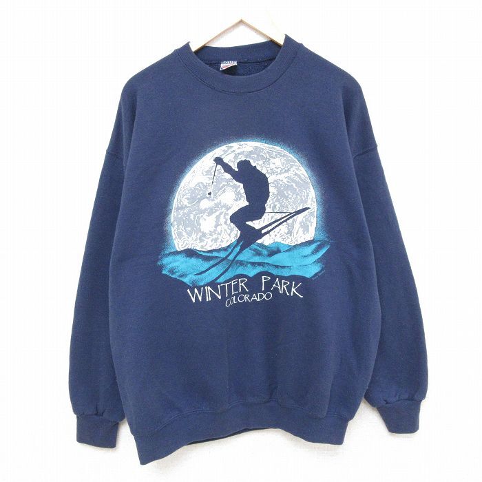 【30%OFF】XL/古着 フルーツオブザルーム 長袖 スウェット メンズ 90s ウィンターパーク コロラド スキー 大きいサイズ クルーネック 3OF