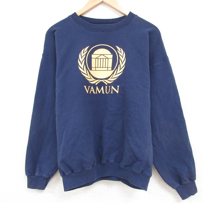 【30%OFF】L/古着 ヘインズ Hanes 長袖 スウェット メンズ VAMUN クルーネック 濃紺 ネイビー 23nov27 中古 スエット トレーナー トッ 3OF