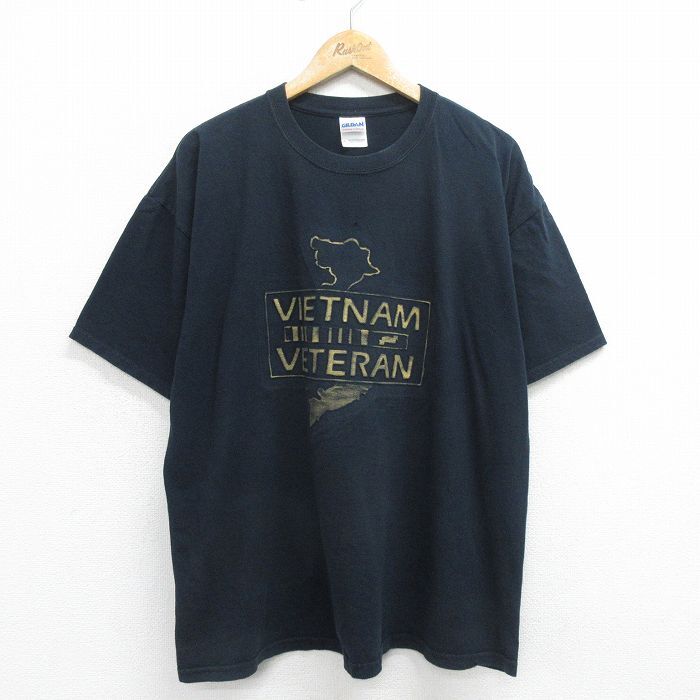 【30%OFF】XL/古着 半袖 ビンテージ Tシャツ メンズ 00s ベトナム 大きいサイズ コットン クルーネック 黒 ブラック 24feb14 中古 3OF