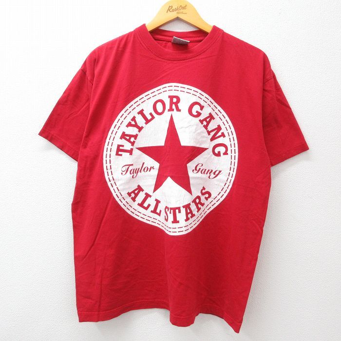 【50%OFF】XL/古着 半袖 ビンテージ Tシャツ メンズ 00s テイラーギャング オールスター 大きいサイズ コットン クルーネック 赤 レッ 5OF