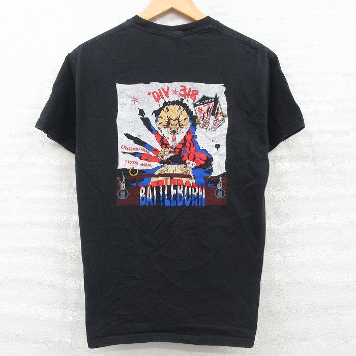 【50%OFF】M/古着 ヘインズ 半袖 ビンテージ Tシャツ メンズ 00s US NAVY ネイビー BATTLEBORN 黒 ブラック spe 23jul22 中古 5OF