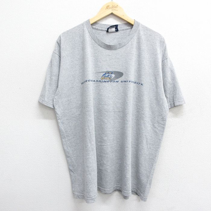 【30%OFF】XL/古着 ジャンスポーツ 半袖 ビンテージ Tシャツ メンズ 90s ジョージワシントン 大学 大きいサイズ クルーネック グレー 3OF