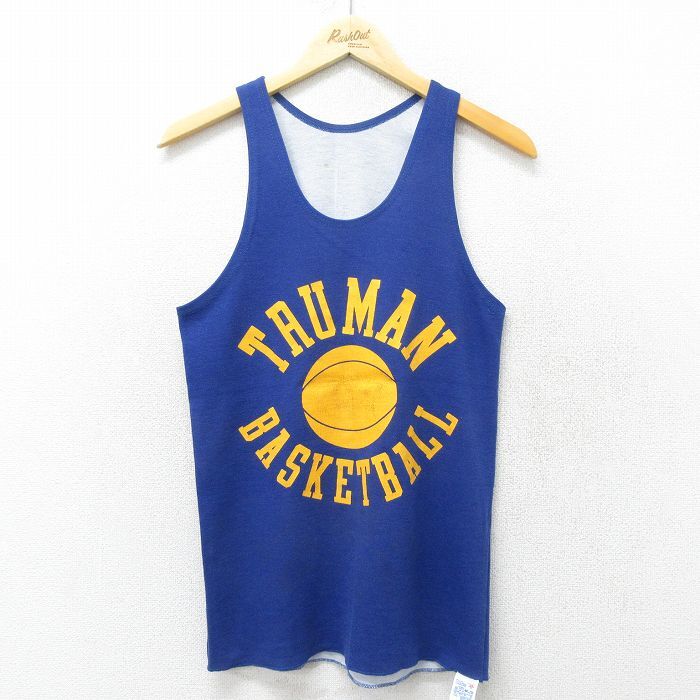【30%OFF】S/古着 ラッセル ビンテージ タンクトップ メンズ 80s バスケットボール クルーネック 紺 ネイビー 24jun27 中古 3OF
