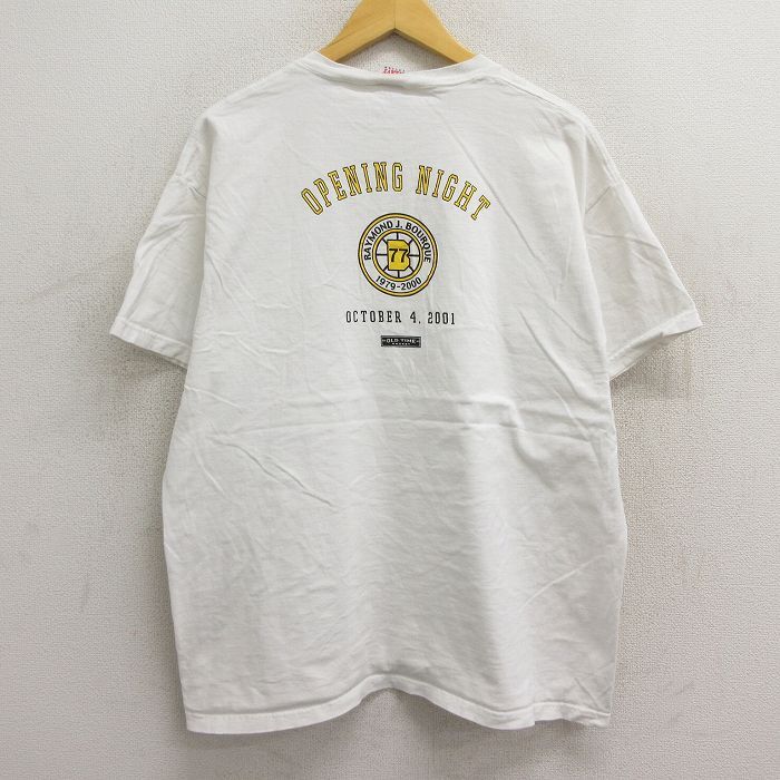 【50%OFF】XL/古着 半袖 ビンテージ Tシャツ メンズ 00s OPENING NIGHT ロング丈 コットン クルーネック 白 ホワイト 23jul18 中古 5OF