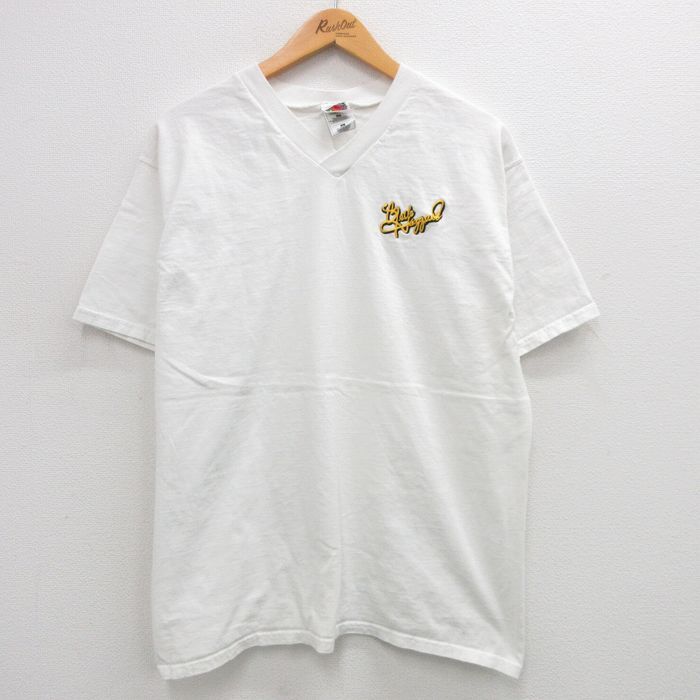 【30%OFF】L/古着 フルーツオブザルーム 半袖 ビンテージ ロック バンド Tシャツ メンズ 00s マールハガード コットン Vネック 白 ホワ 3OF