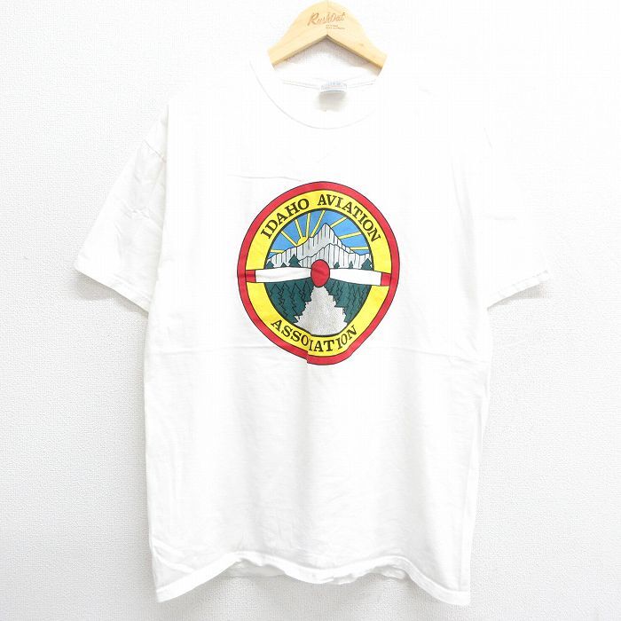 【30%OFF】XL/古着 ヘインズ 半袖 ビンテージ Tシャツ メンズ 00s アイダホ 山 コットン クルーネック 白 ホワイト 24may31 中古 3OF
