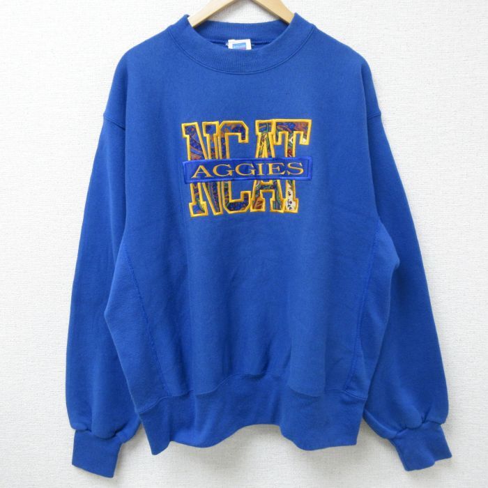 XL/古着 長袖 スウェット メンズ 00s NCAF 大きいサイズ クルーネック 青 ブルー spe 24dec27 中古 スエット トレーナー トップス