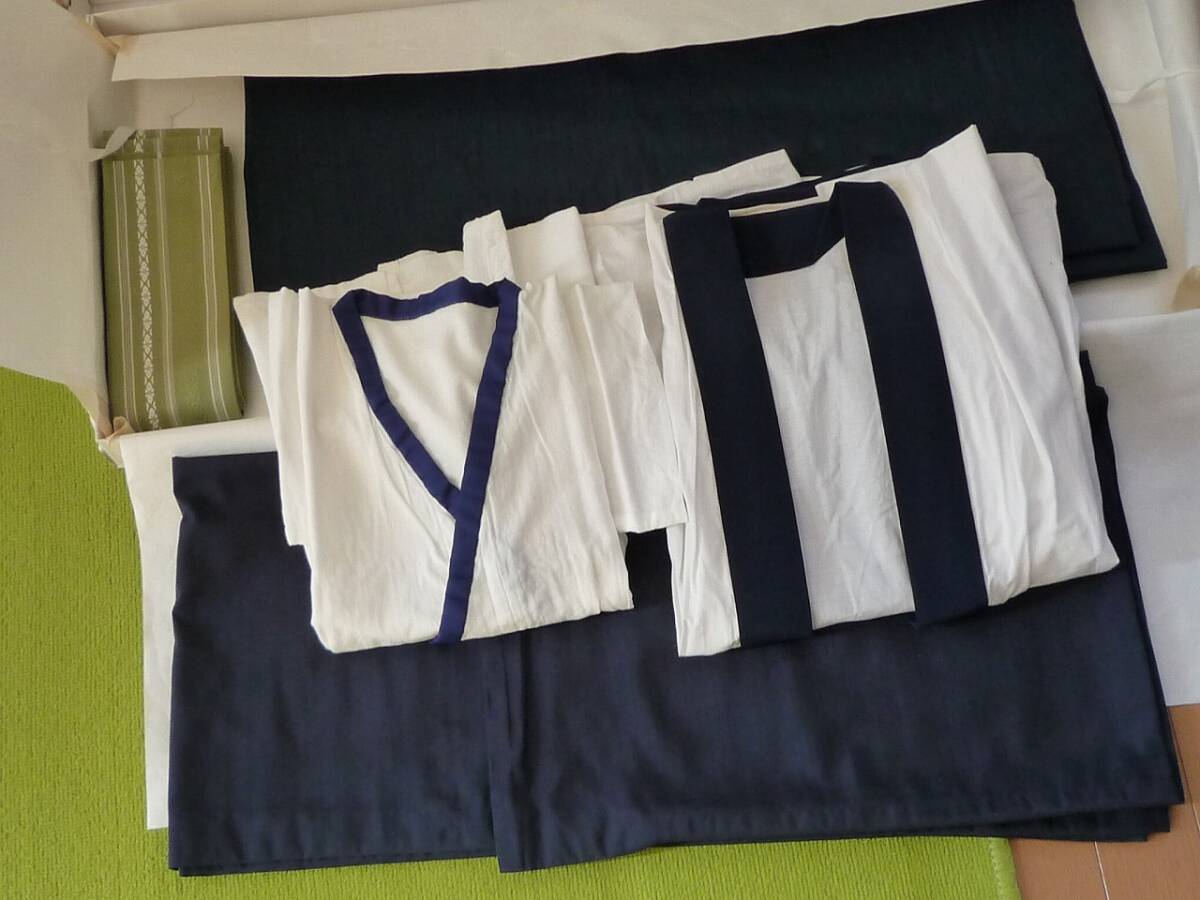 濃紺　着物　2着　/　襦袢　2着　帯　まとめて　セット