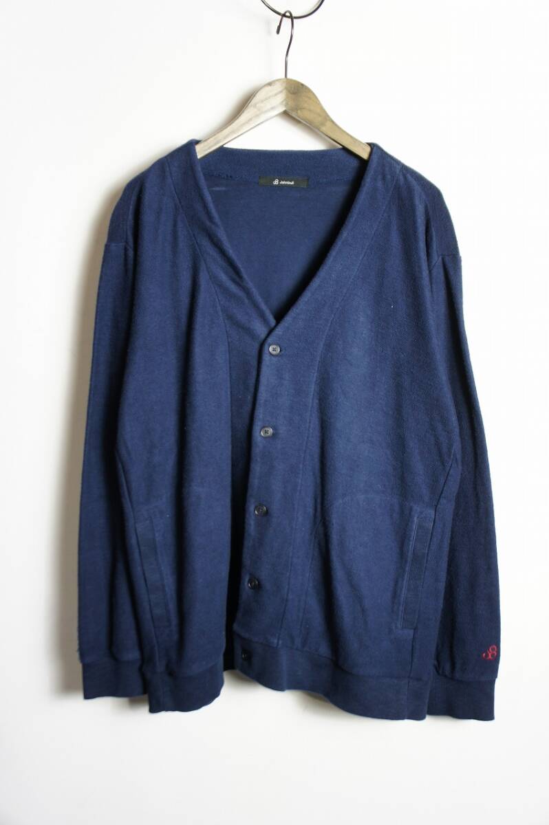 JOHNBULL ジョンブル パイル コットン カーディガン ジャケット 長袖 シャツ 25582XIA 紺 サイズL 1226O
