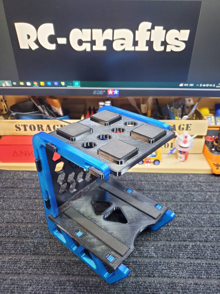RCスタンド　ブルー/ブラック　BIGサイズ　1/10　バギー等２段重ね　サーキットやレースのピットに！