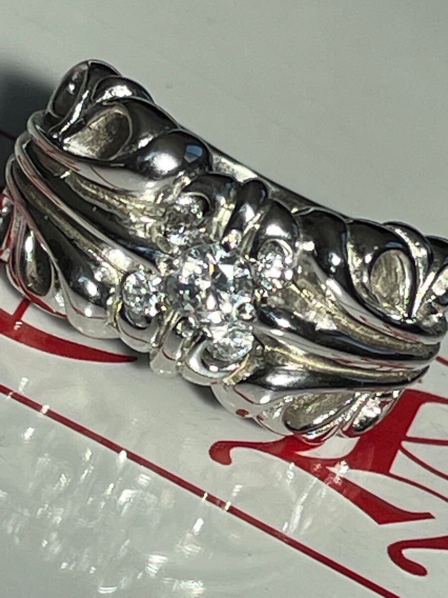 †Chrome hearts†クロムハーツ†新品加工　K&T リング　WGホワイトゴールド　パヴェ　ダイヤ　【20号】　指輪　インボイス