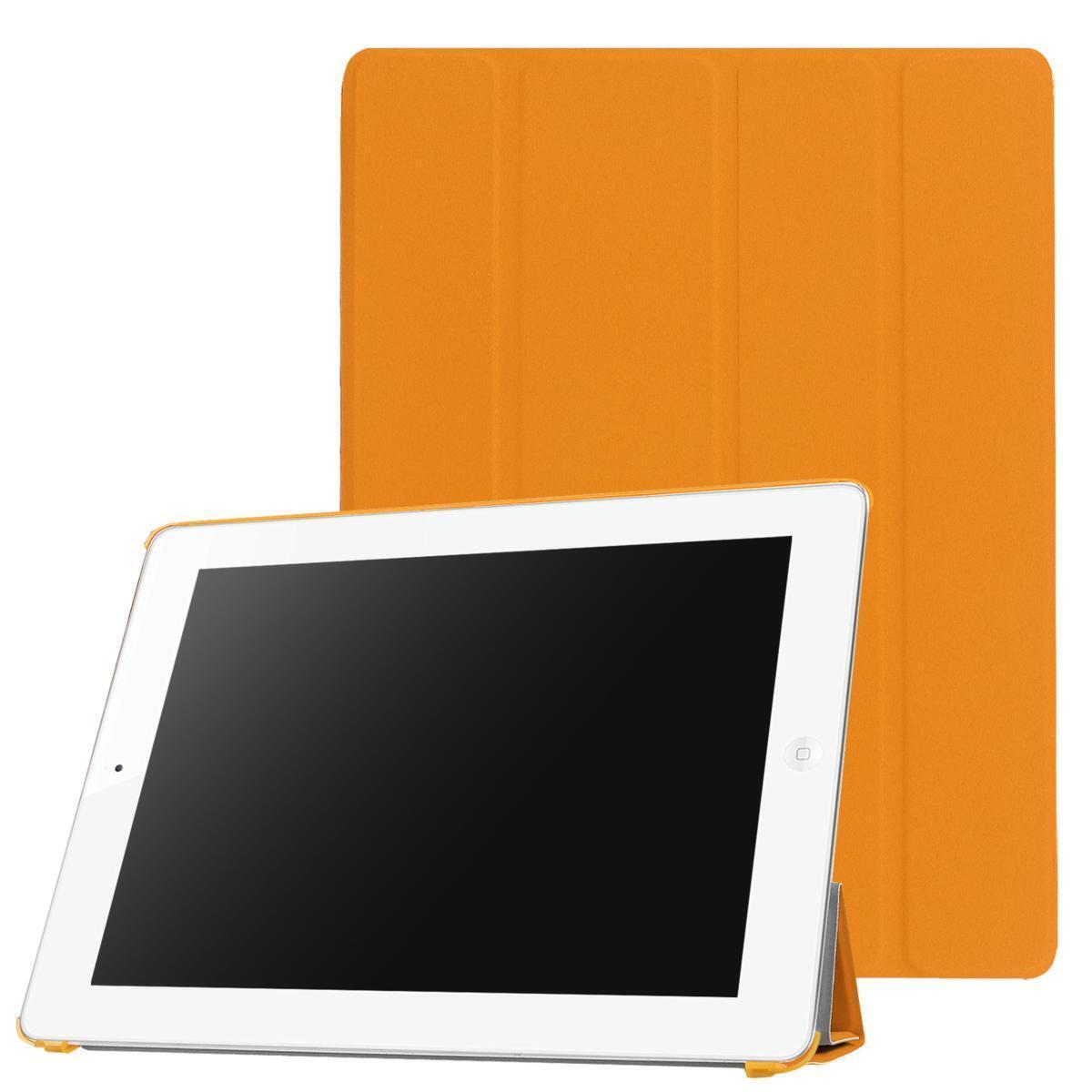 iPad ケース iPad 2/3/4世代（9.7inch) 兼用 三つ折スマートカバー PUレザー アイパッド ケース スタンド機能 オレンジ