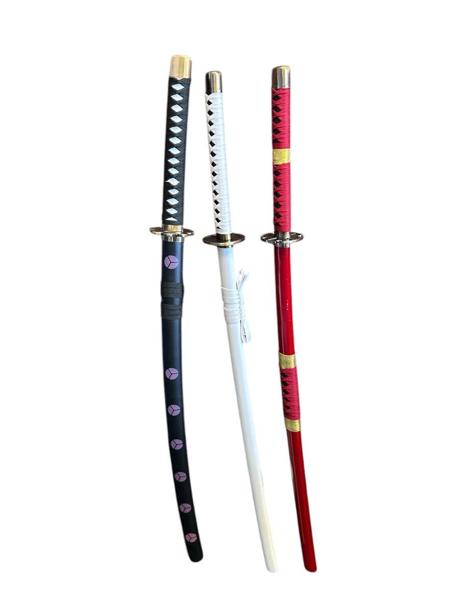 Y0043 カタナ 刀 オモチャ コスプレ ハロウィン サムライ 侍 武士 忍者 おもちゃ 装飾品 イベント用 3本セット 美品 全長約103㎝