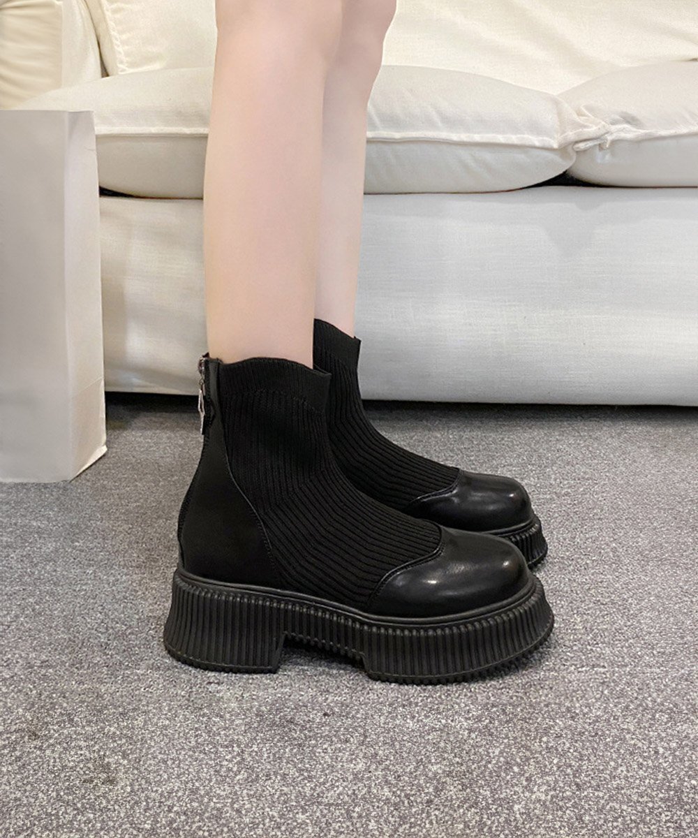  socks boots lady's thickness bottom black 24.5cm black 