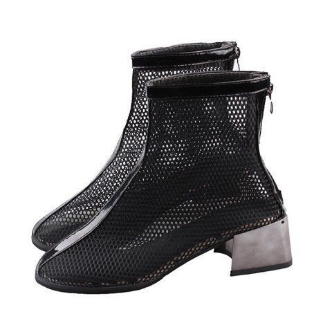  Martin boots ... carving fat heel short boots 38 black dot 