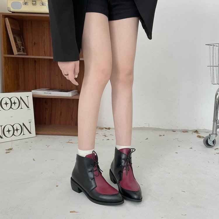  shoes short boots bai color style up wear resistance dressing up 38 red 