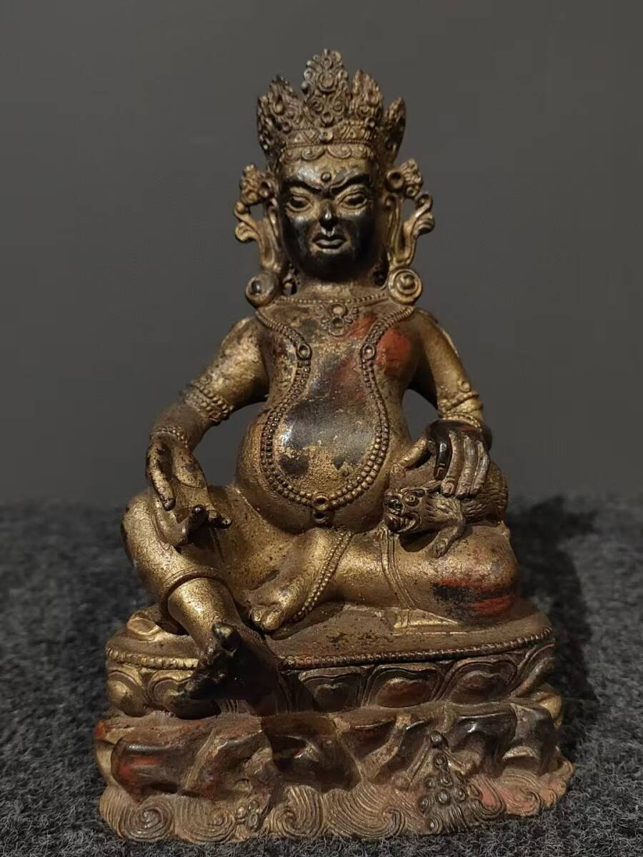 旧蔵 清代・古銅金朱砂老仏像【黄財神】1体 大人気 古銅器 唐物 旧蔵 清代・古銅金朱砂老仏像【黄財神】1体 大人気 古銅器 唐物