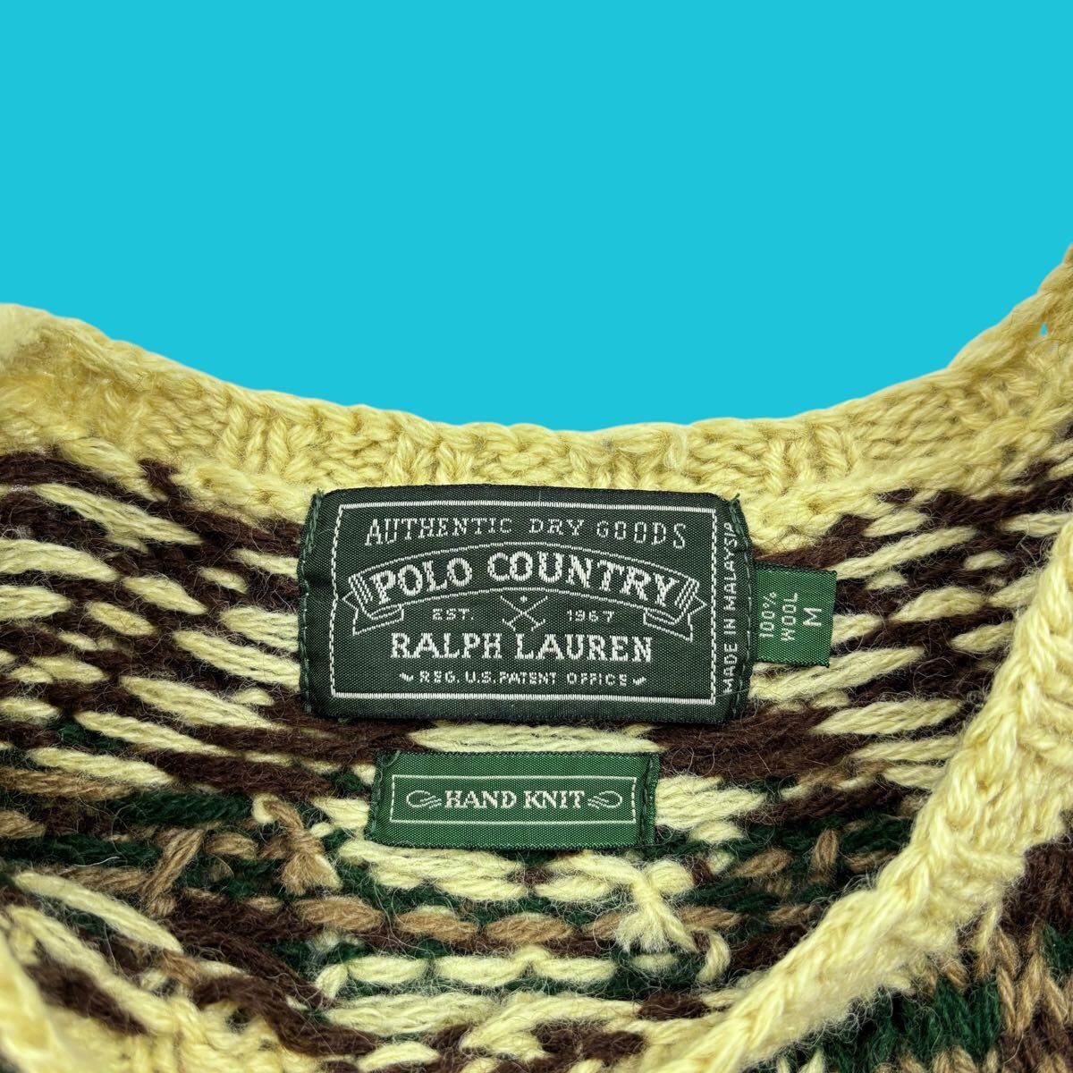 90s Polo Country Ralph Lauren Nordic Pattern Knit Pullover Hand Knit 90年代 ポロカントリー ラルフローレン ハンドニット vintage
