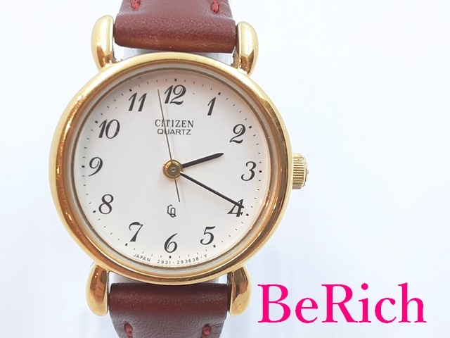 シチズン CITIZEN レディース 腕時計 2931-292553 白 ホワイト 文字盤 SS レザー ブレス アナログ クォーツ QZ ウォッチ【中古】 ht4821