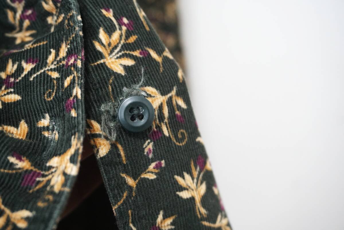 80s-90s L.L.BEAN アンティークフラワー コーデュロイ前アキワンピース 12(L位)