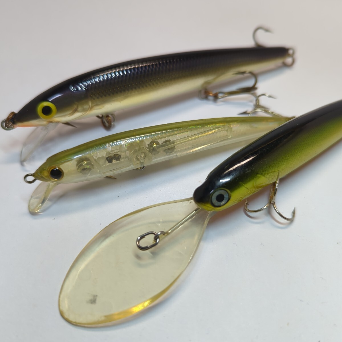 #k122 中古ミノー3個 HMKL K-4、エバーグリーン M-1インスパイアミノー、 RAPALAハスキージャーク？