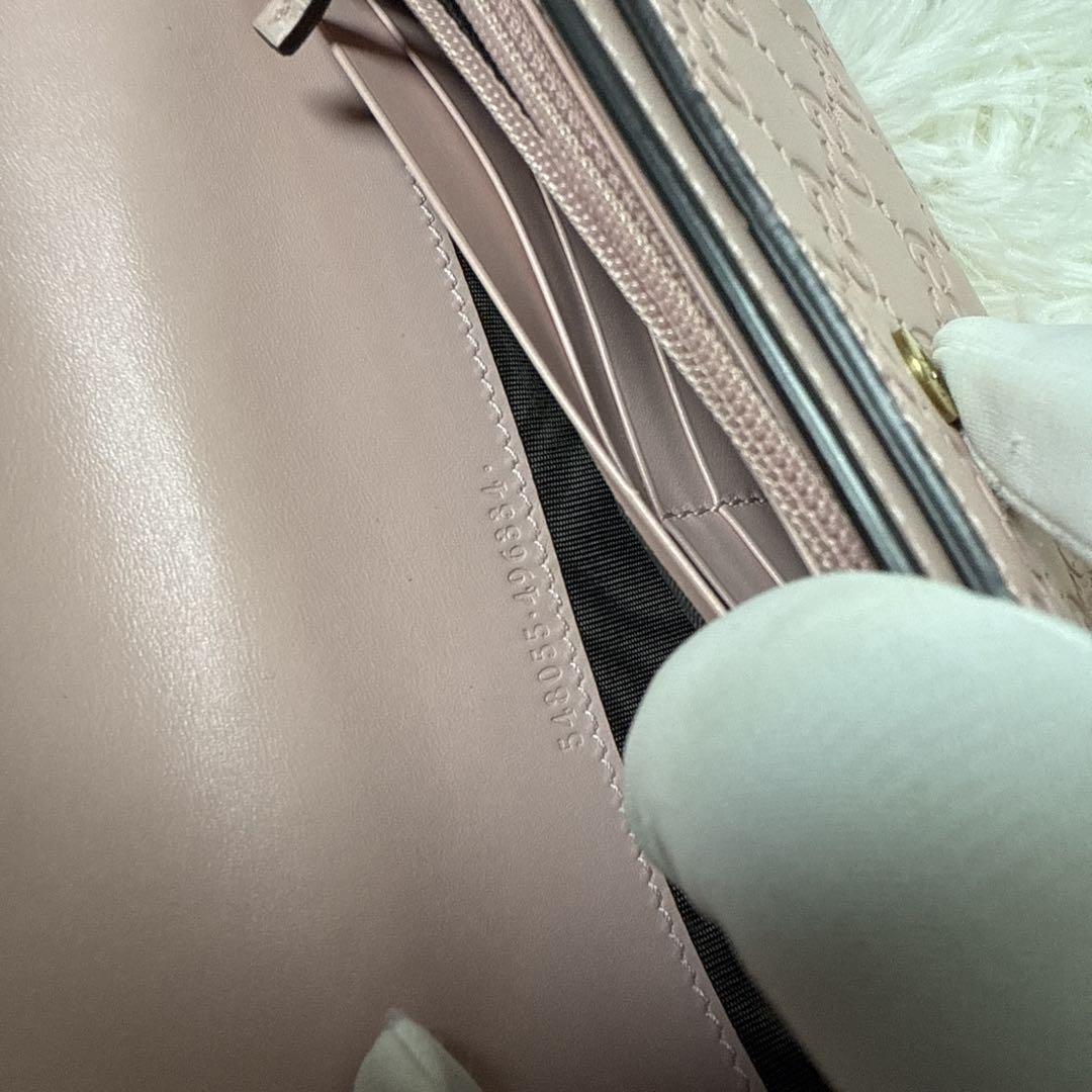 未使用級】 GUCCI グッチ リネアキャット ピンク 二つ折り 長 未使用級】 GUCCI グッチ リネアキャット ピンク 二つ折り 長