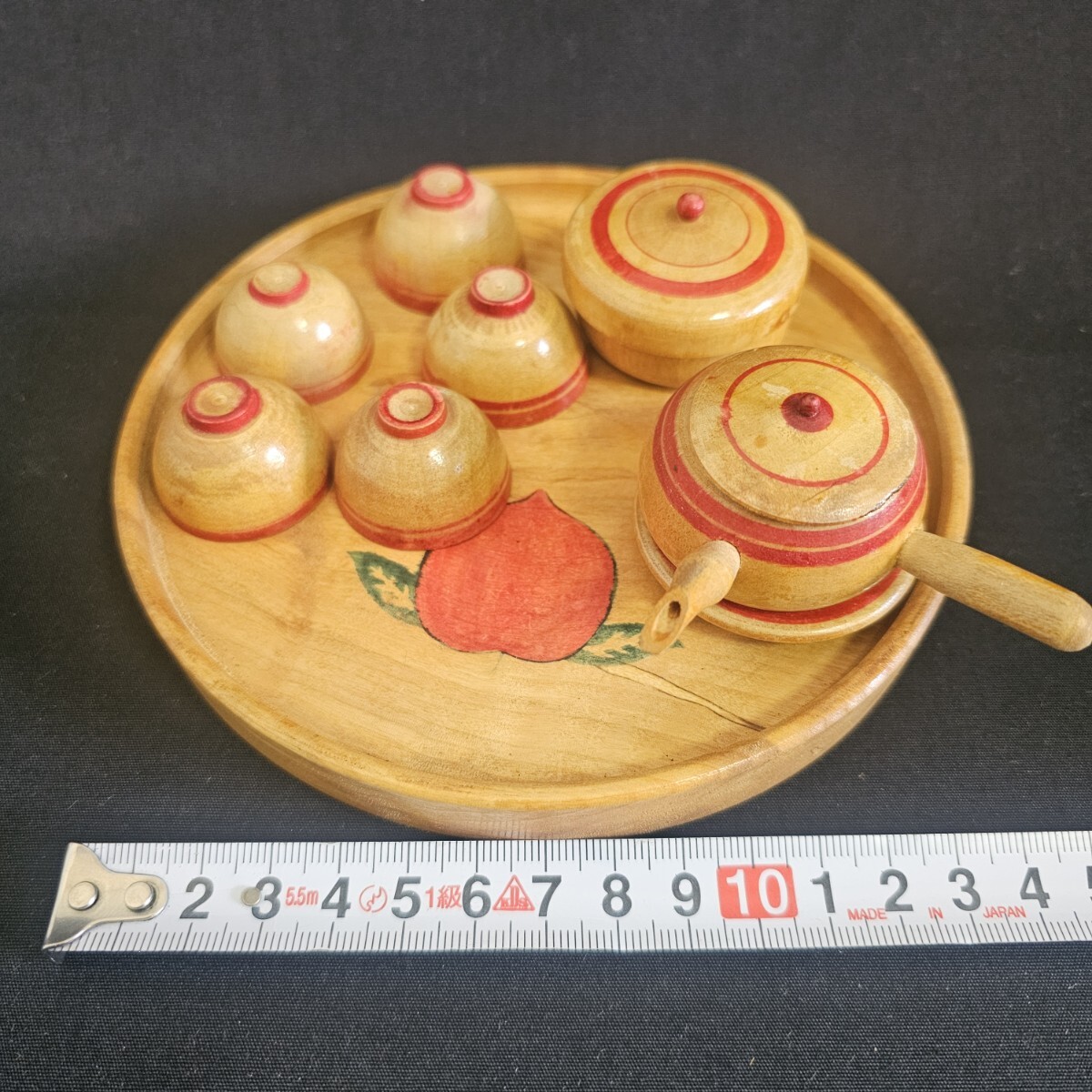 ままごと ミニチュア 木製 急須 菓子器 湯呑5客 茶器揃 雛道具