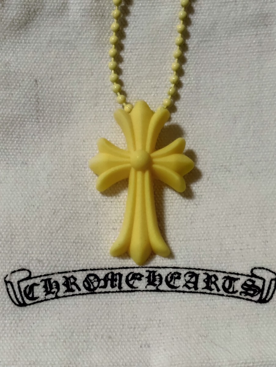 クロムハーツ ネックレス イエロー シリコン 美品 CHROME HEARTSRUBBER CH CRS SML ラバースモール CH クロス ペンダントラバー
