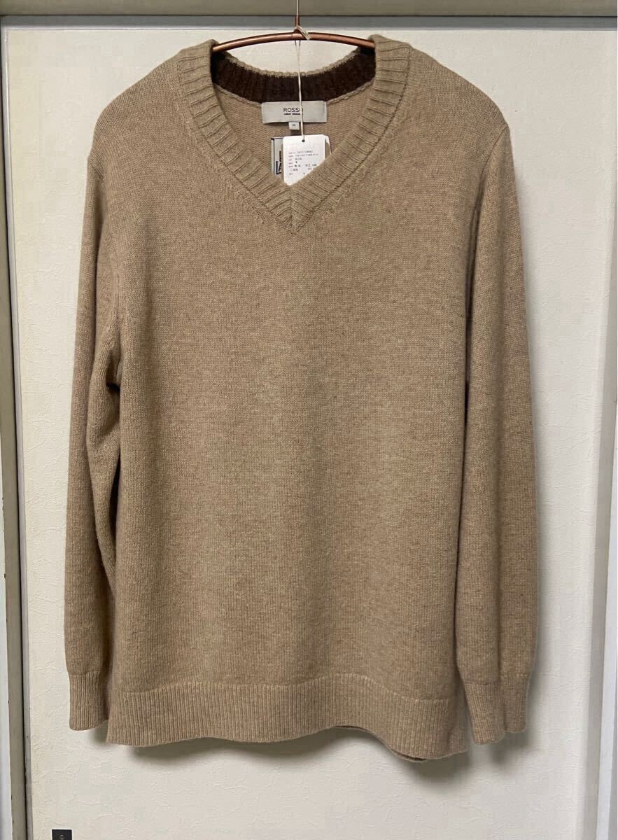 ◆【人気】URBAN RESEARCH ROSSO MEN アーバンリサーチロッソメン/ ハミルトンラムズウールVネックニットBEIGE M