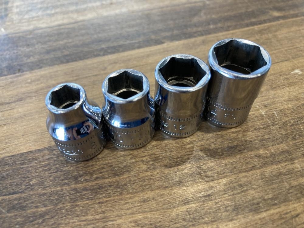 008●おすすめ商品●スナップオン 旧ロゴ 3/8 6角シャローソケット(4点) FSM81 101 121 141