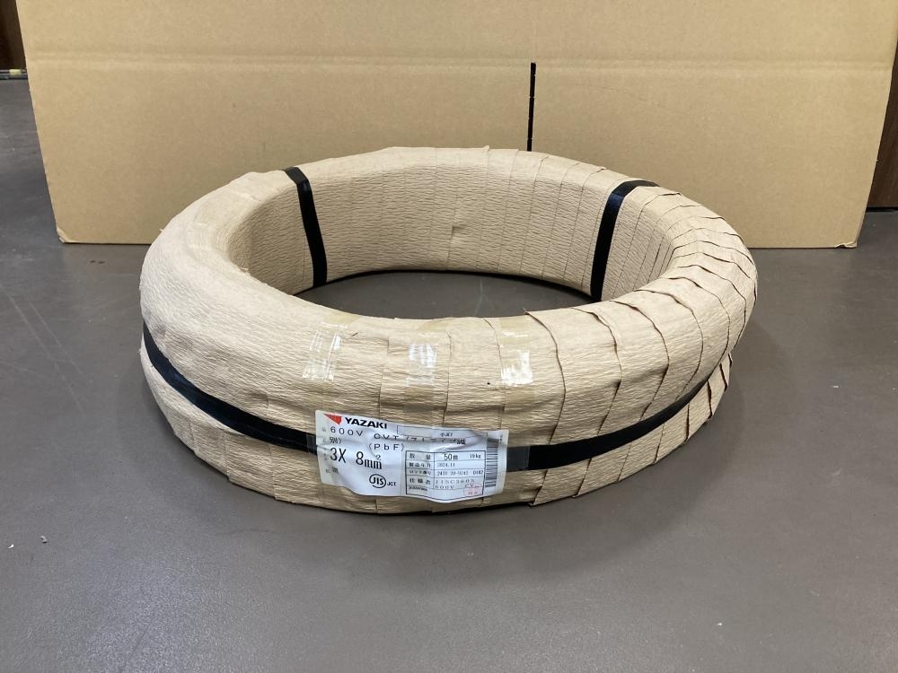 007◇未使用品◇YAZAKI CVTケーブル 50m 3×8 2024年11月製造 007◇未使用品◇YAZAKI CVTケーブル 50m 3×8 2024年11月製造