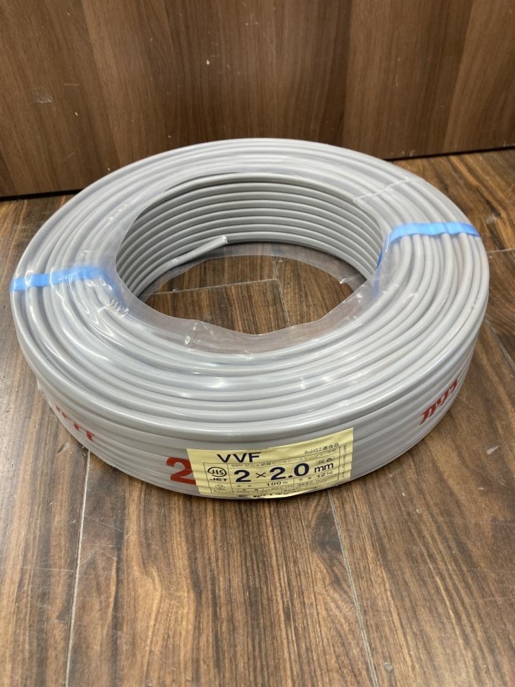 006□未使用品・即決価格□カワイ電線 VVFケーブル 2×2.0　100m 直接伝票を貼り付けて発送