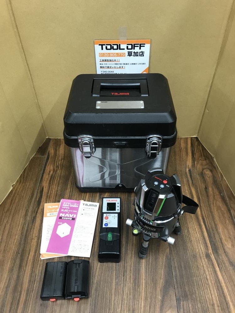 006□ジャンク品□タジマ フルラインレーザー墨出し器 ZEROG2L-KJC バッテリーパック×2、受光器 精度不明