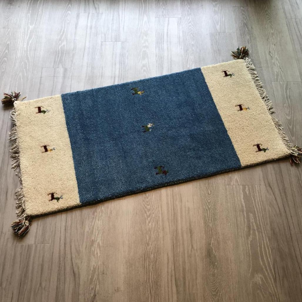 高級手結び絨毯 GABBEH ギャッベ 60×120cm ウール 玄関マット おしゃれ カーペット 絨毯 ハンドノット ギャベ ラグ 段通 キリム 109