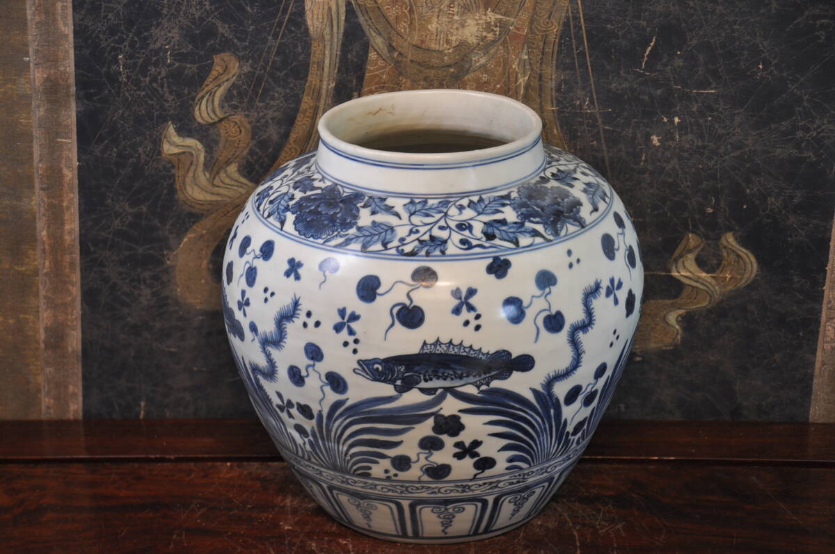 中国美術 青花 古染付 唐物 唐子紋 瓶 高22.5cm 永楽年製(LC516) Yahoo!オークション - 青花染付魚藻紋壷瓶 木箱中国美術唐物