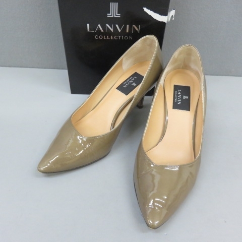 G331★LANVIN COLLECTION ランバン　エナメルパンプス 茶系　24.0cm　12/5★A